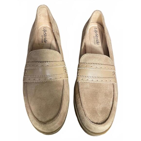 Life Stride Shoes - LifeStride Suede Shoes Women's 9 Tan Loafers Comfort EUC